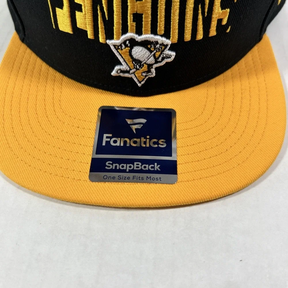 Pittsburgh Penguins Fanatics Black Gold Snap Back‎ Hat Eastern